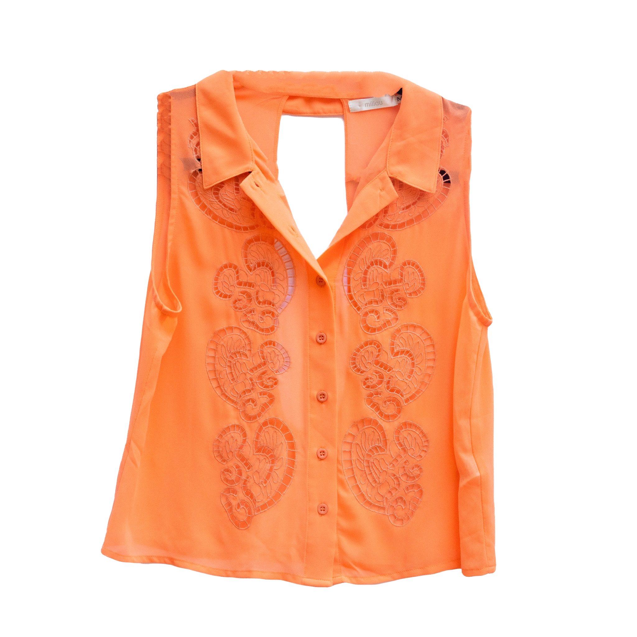 Millau Orange Sleeveless Blouse Front View