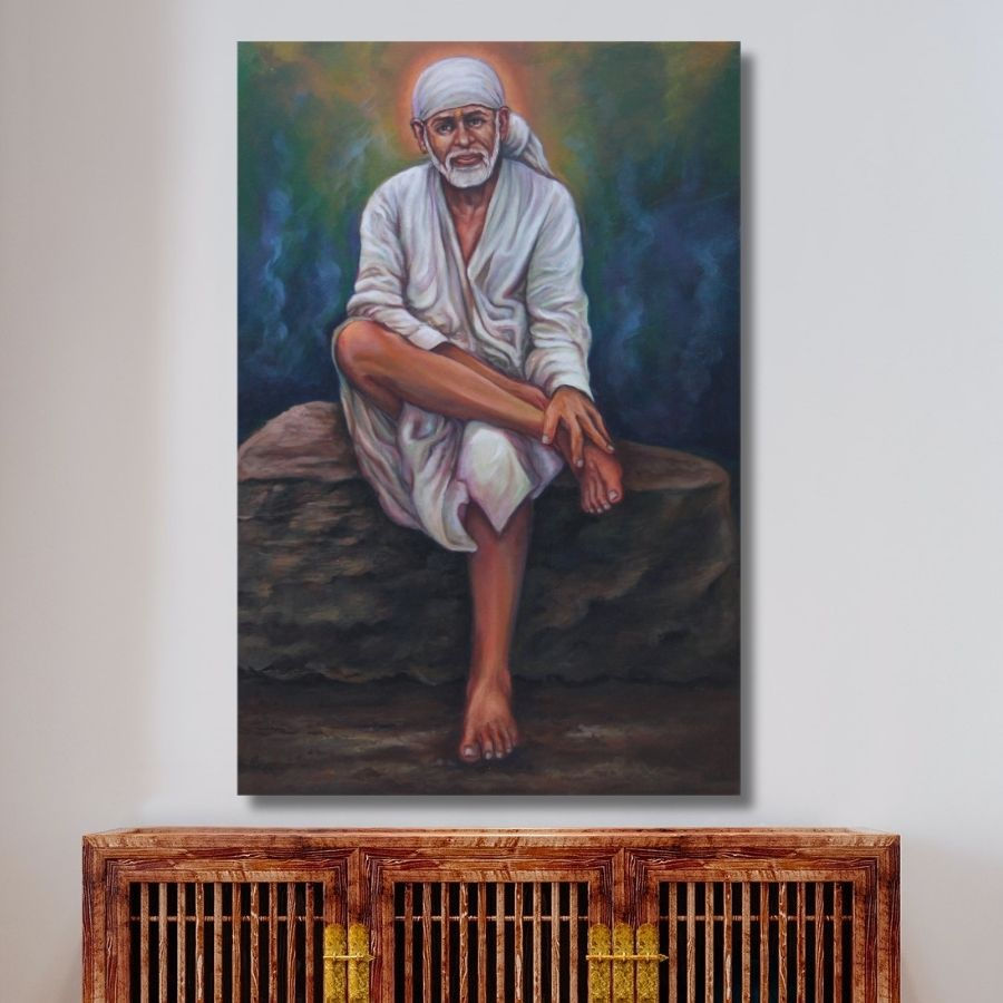 Thumbnail: Sai Baba Face Painting for Living Room