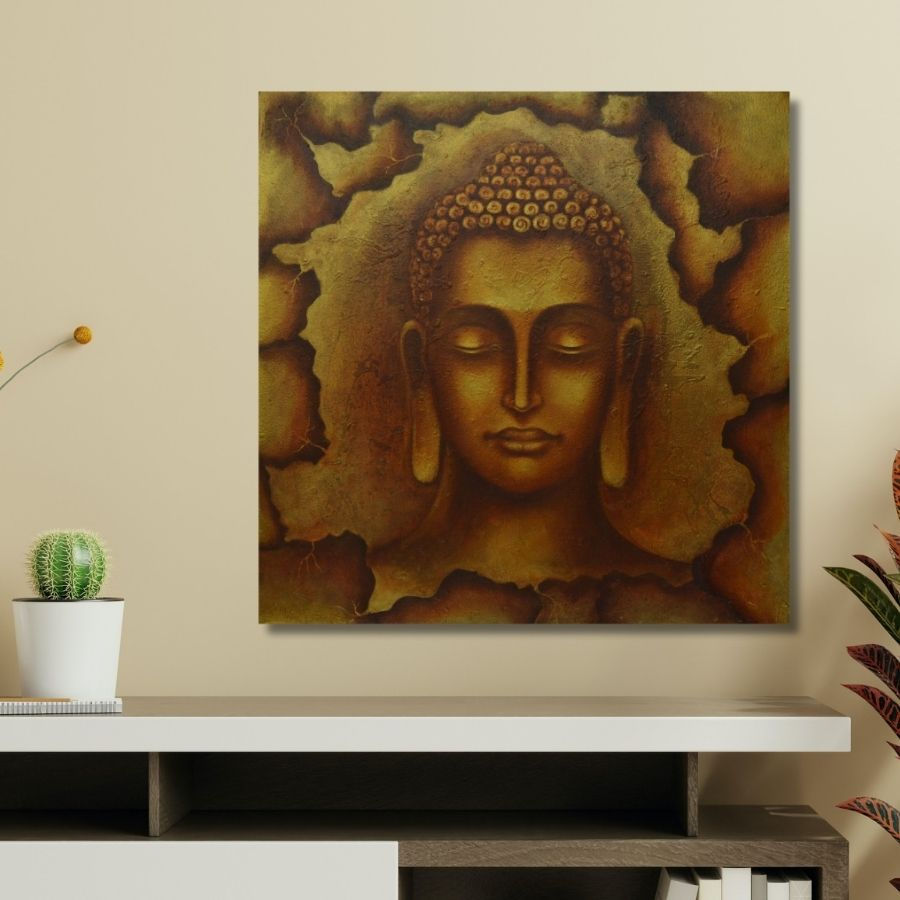lord gautam buddha canvas painting