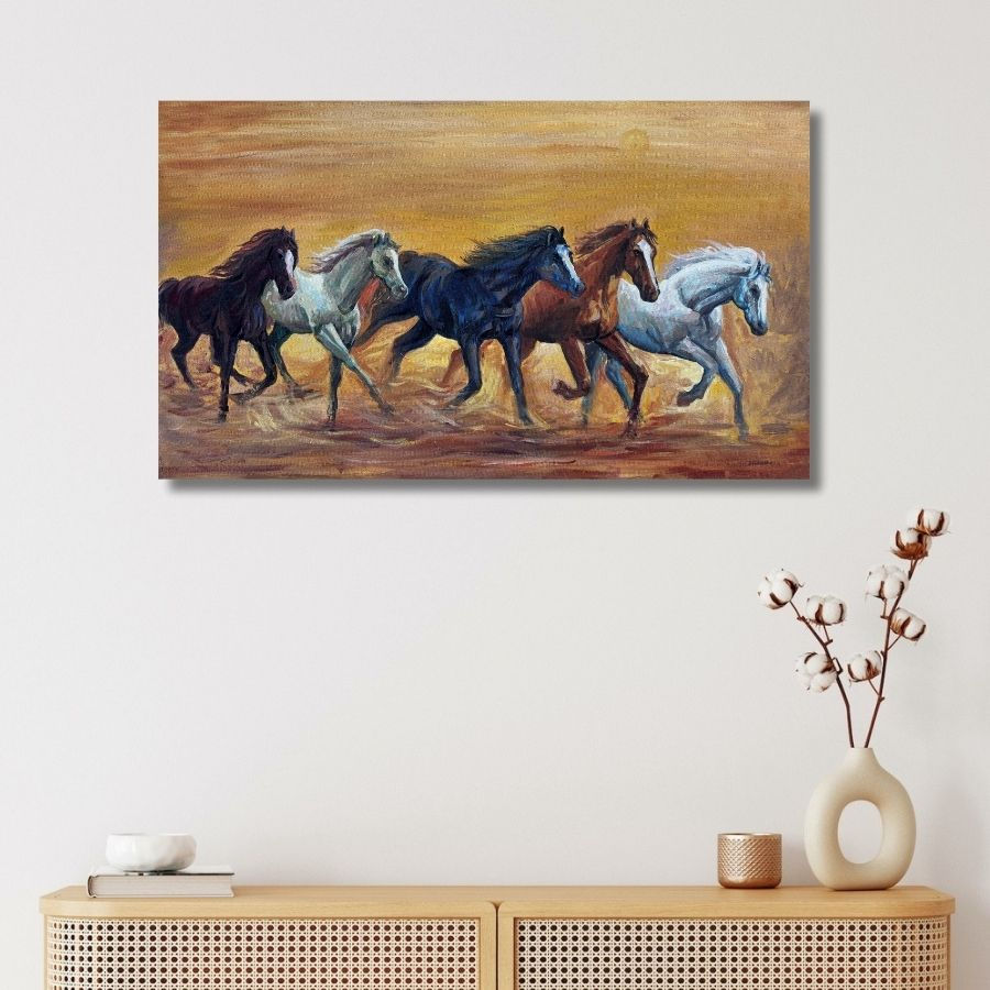 Thumbnail: famous 5 Horse Painting with frame