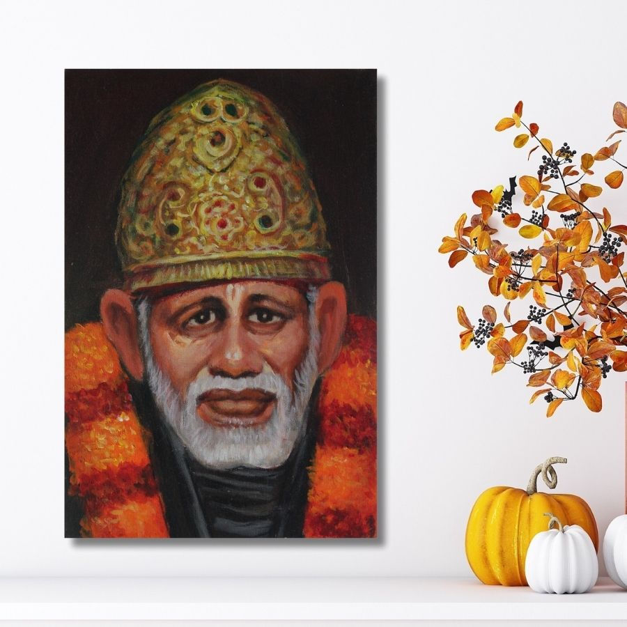 Sai Baba Acrylic Painting on Canvas