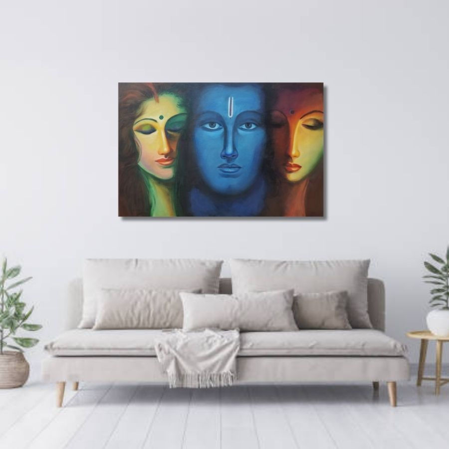 Krishna With Gopis Painting on canvas