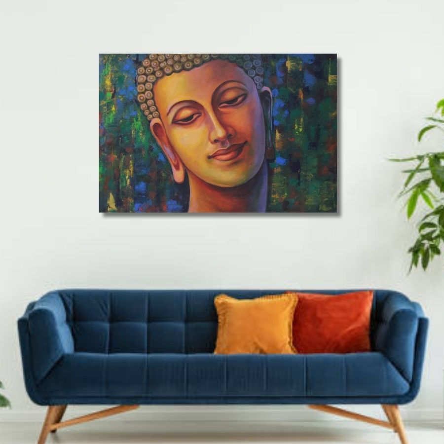 Thumbnail: buddha face painting for living room
