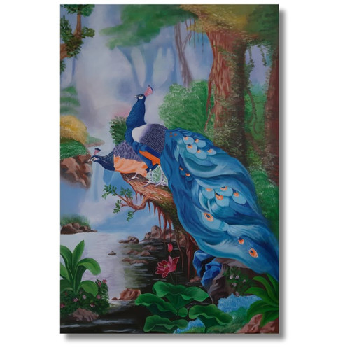 Handmade Peacock Painting on Canvas Shop Online From Best Art Gallery