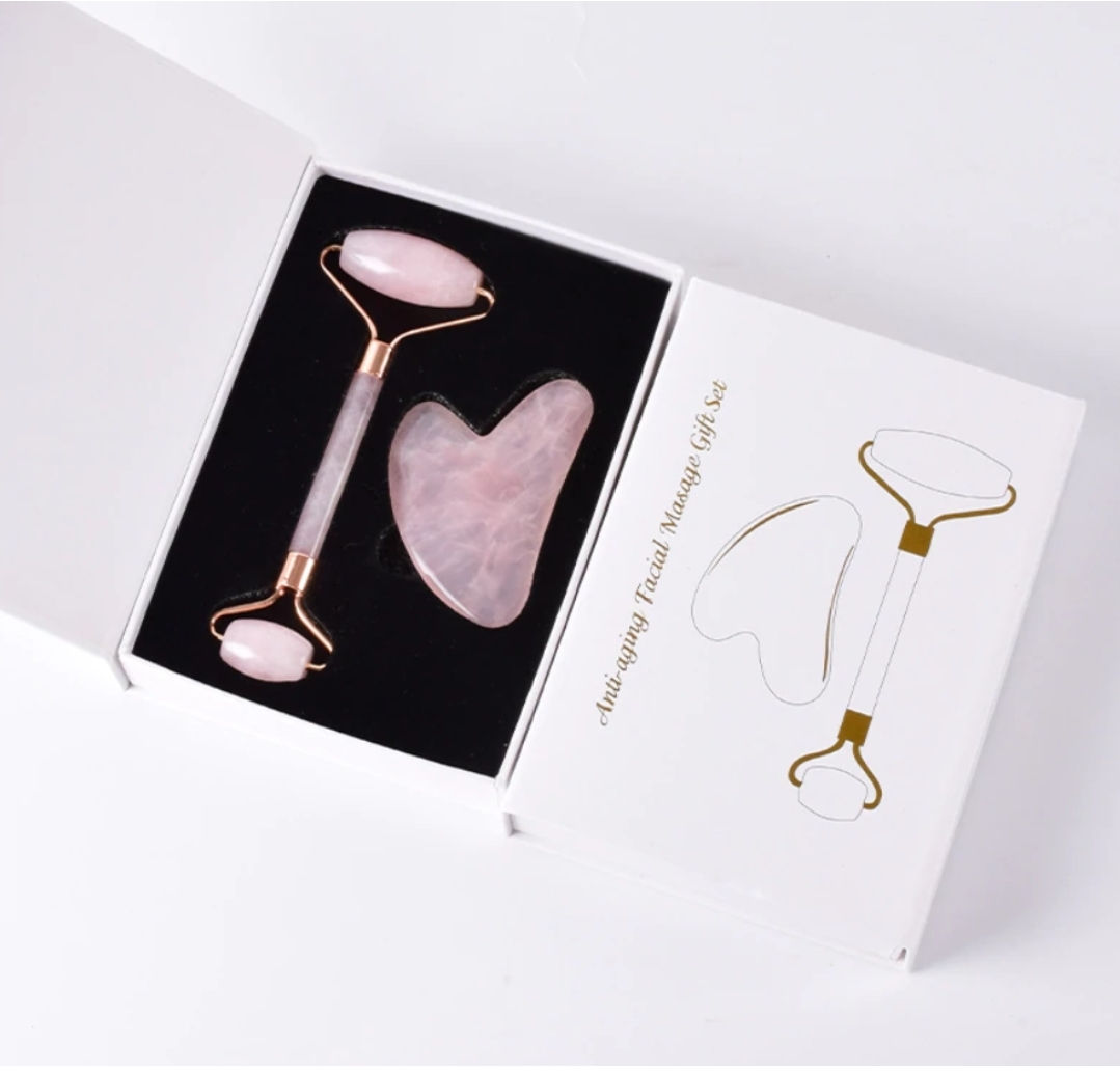Skin Care Facial Gift Set - Gua Sha Tool & Roller