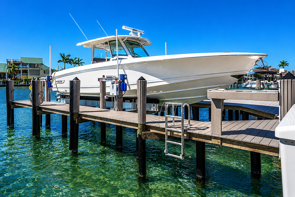 Lift and dock installed by collier seawall and dock.