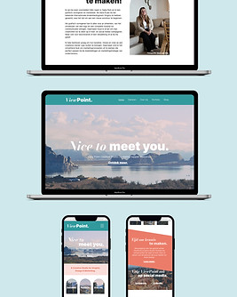 Verschillende schermen (laptop en mobiel) waar de website te zien is waarvan ViewPoint Creative Studio de ontwikkeling heeft gedaan