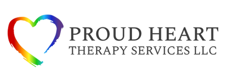 rainbow heart logo with Proud Heart Therapy Services in text