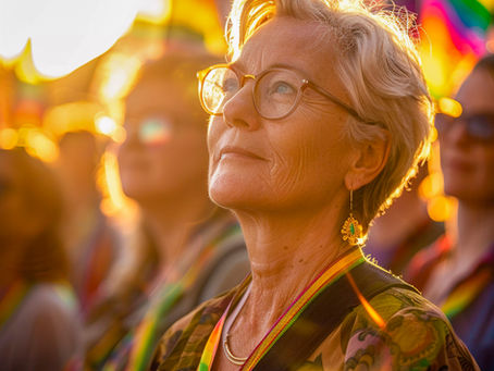 A woman shows up to support LGBTQ+ pride and also hopes for an end to Alzheimer's disease.