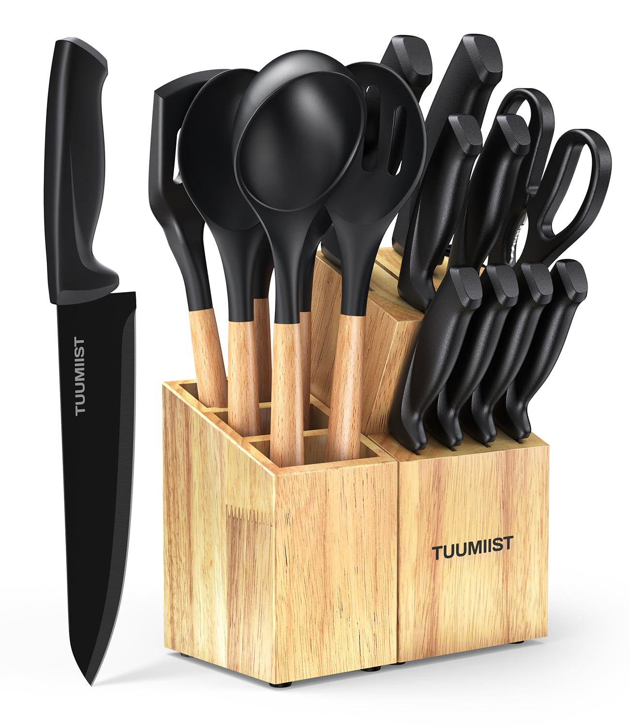 TUUMIIST 18-Piece Knife Sets for Kitchen with Block and Sharpener & Kitchen Uten