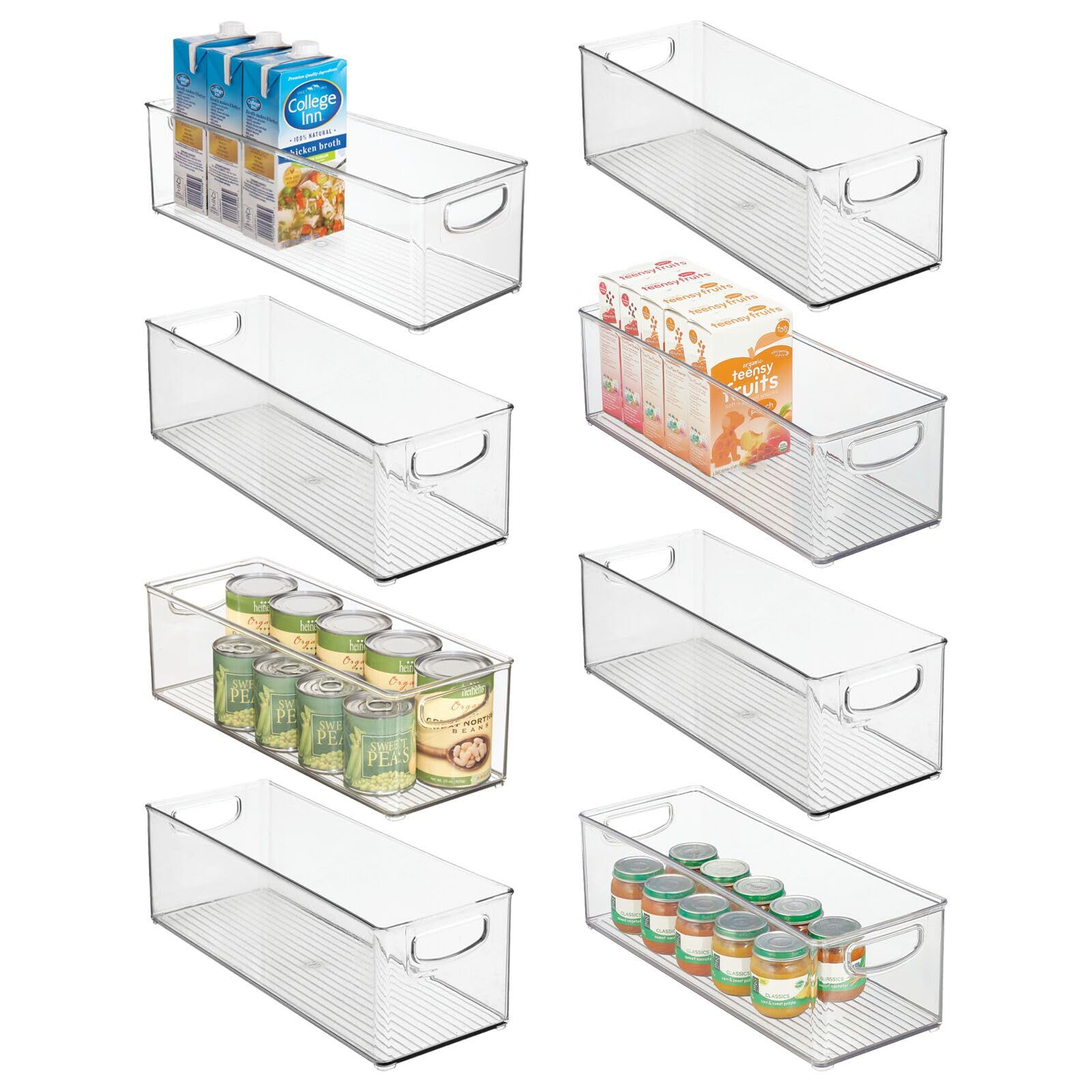 mDesign Plastic Stackable Kitchen Organizer - Storage Bin with Handles for Refri