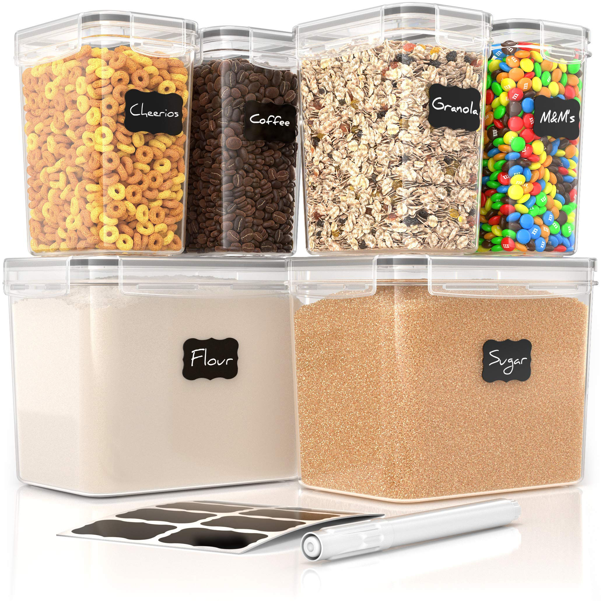 Simple Gourmet Airtight Food Storage Containers - Set of 6 Flour and Sugar Canis