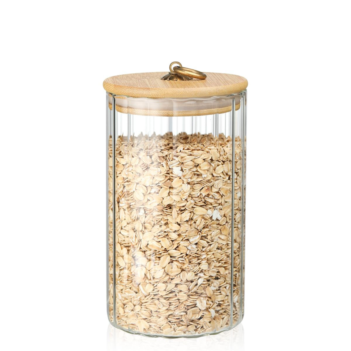 Galashield Glass Storage Jar with Bamboo Lid 32 oz | Decorative Glass Canister w