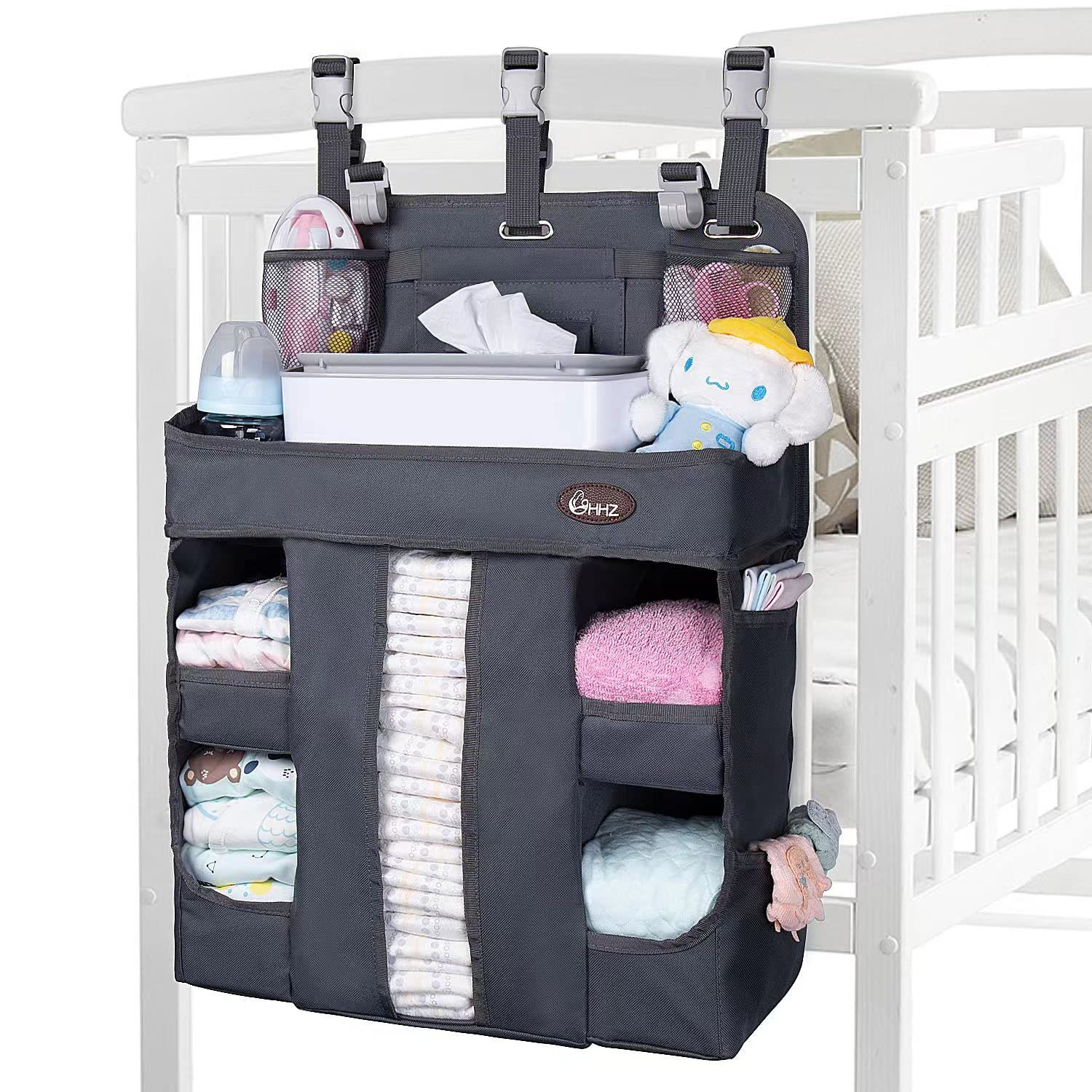 HHZ XL Hanging Diaper Caddy Organizer –Sturdy and Durable Baby Organizer – Diape