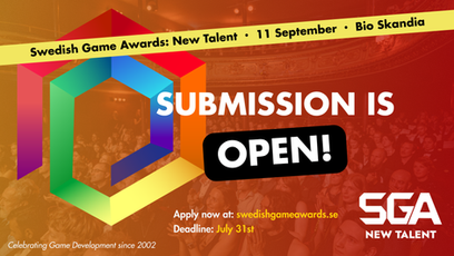 Submission for the Swedish Game Awards: New Talent is now OPEN!
