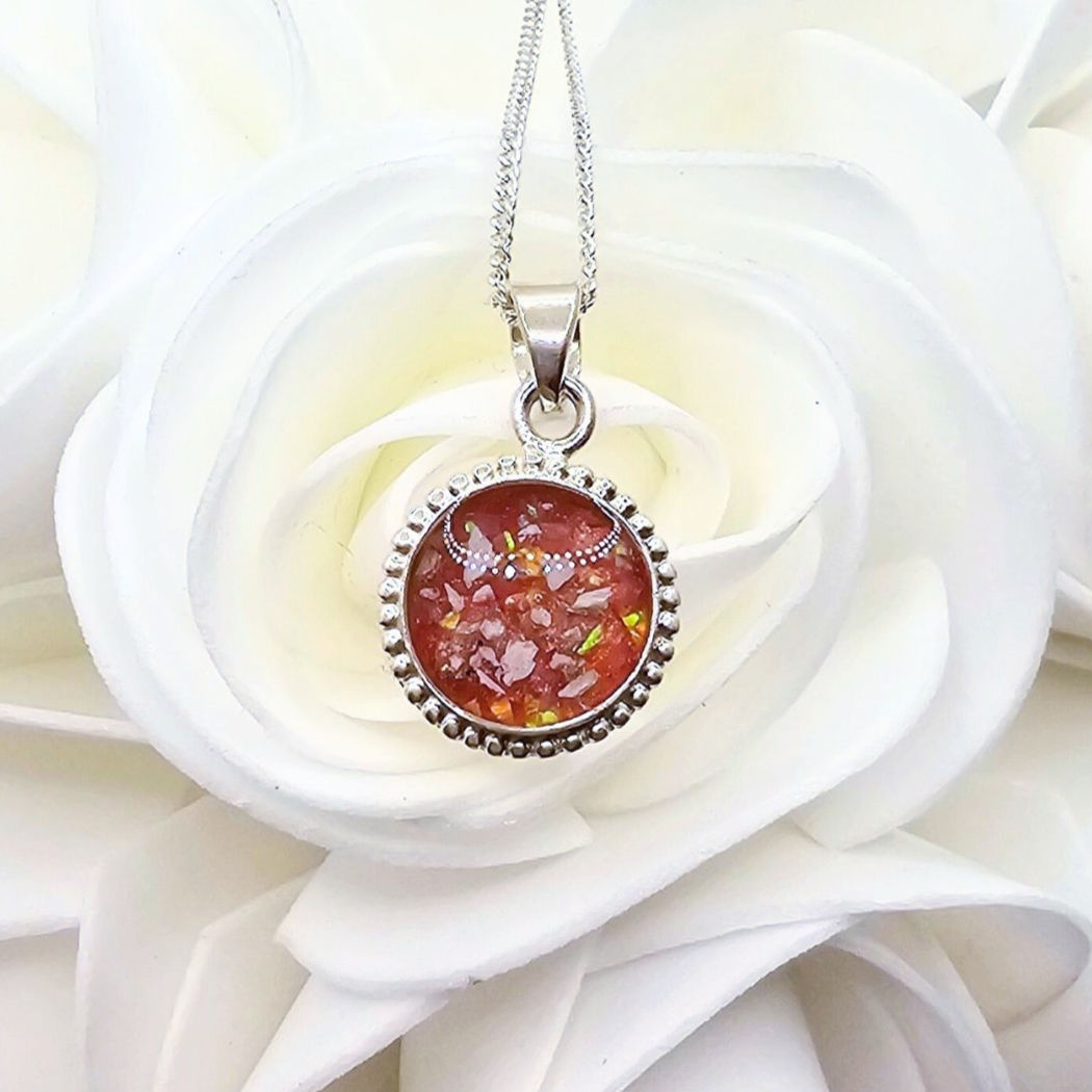 Beaded Halo Pendant Round 12mm