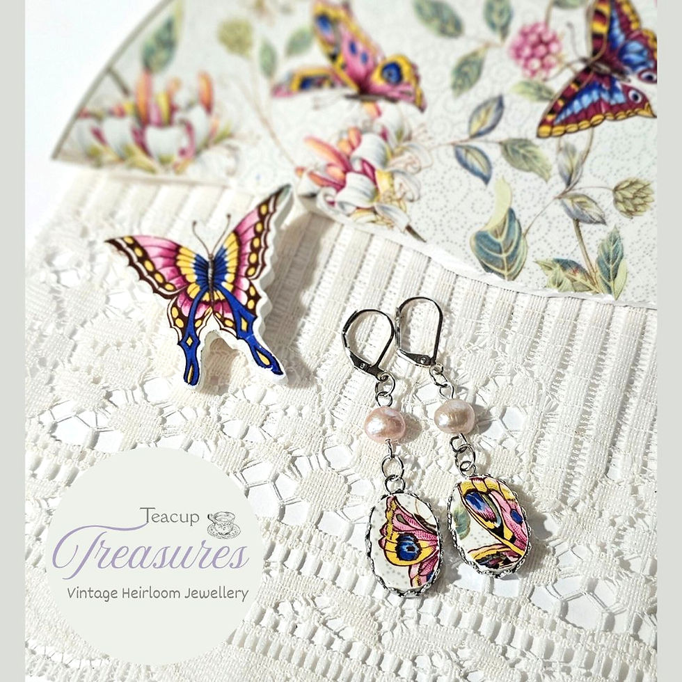 Thumbnail: Porcelain China Butterfly Vintage Brooch Stainless Steel Setting