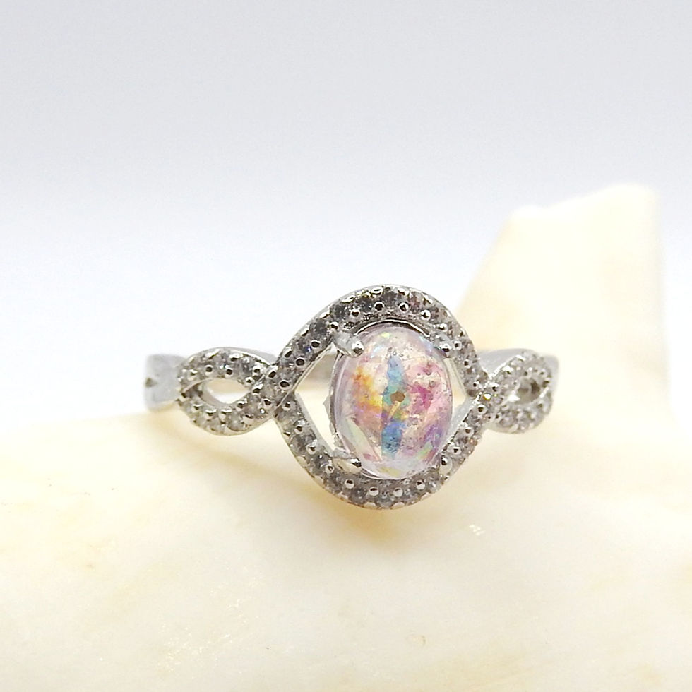 Thumbnail: Eternity Halo Crossover Ring 4x6mm