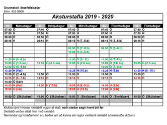 Aksturstafla 2019 - 2020