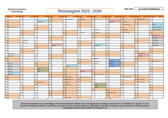 Skóladagatal 2025 - 2026