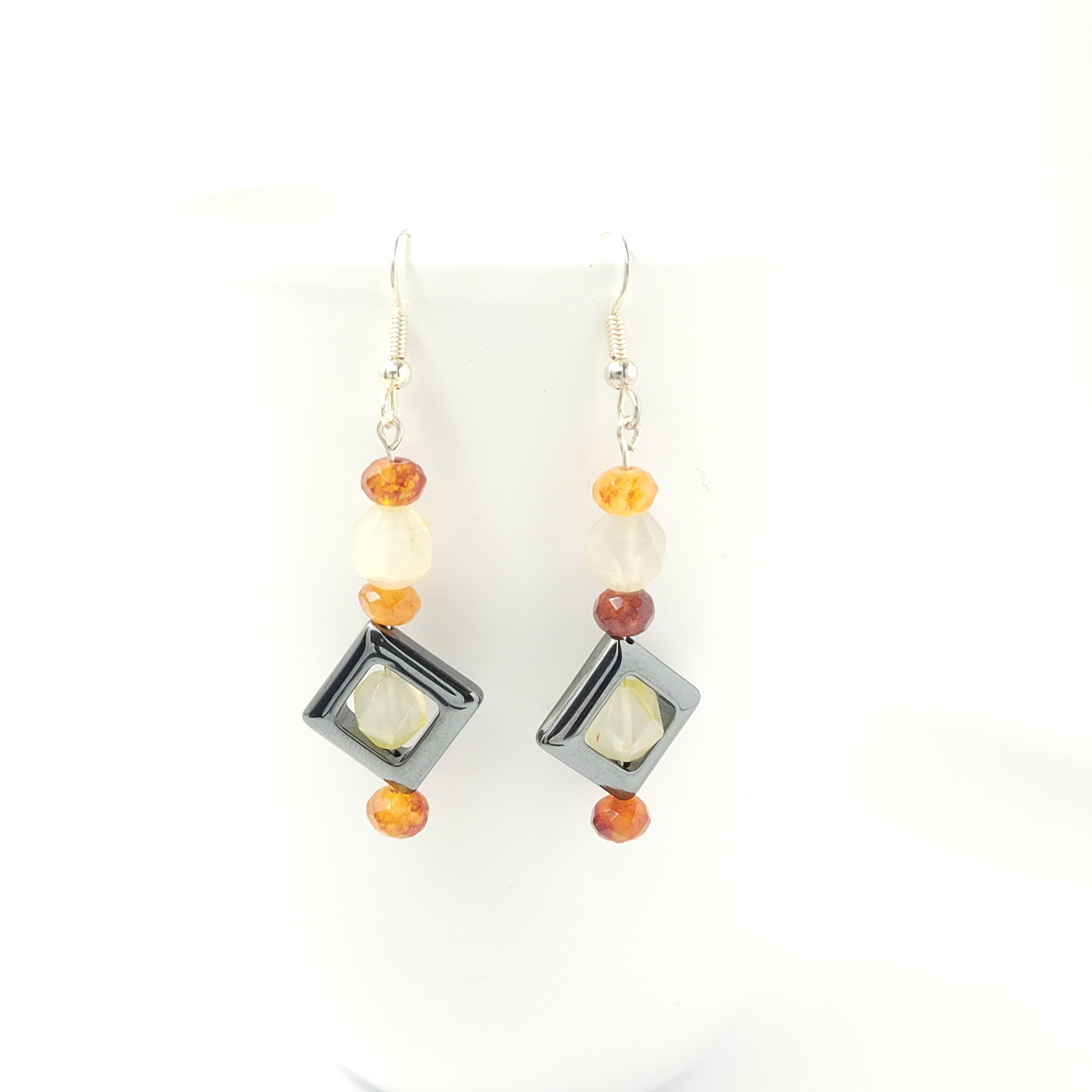 Agate and Hematite Earrings