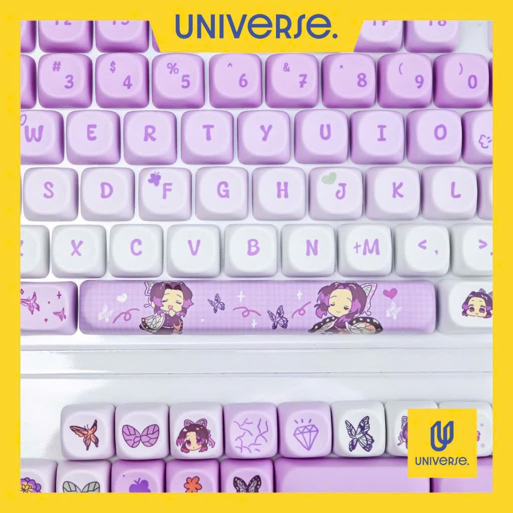 Keycap Demon Slayer Shinobu Kocho Tím PBT In Dyesub Profile MOA 95 Nút