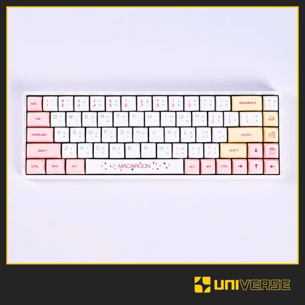 Keycap Macaroon Candy Song Ngữ Thái PBT DyeSub Profile XDA 131 Nút