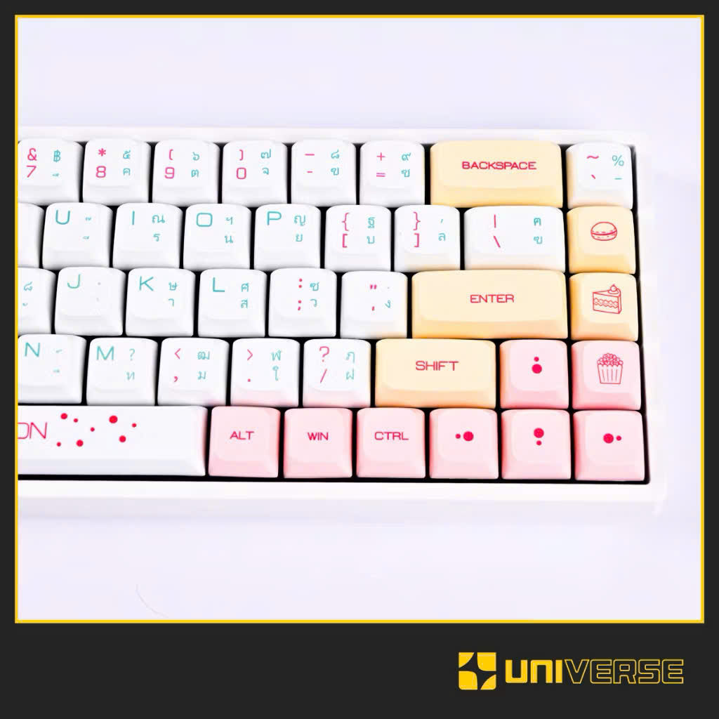 Keycap Macaroon Candy Song Ngữ Thái PBT DyeSub Profile XDA 131 Nút