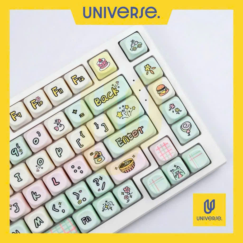Keycap Piggy Party PBT In Dyesub Profile MOA 135 Nút Bàn Phím Cơ