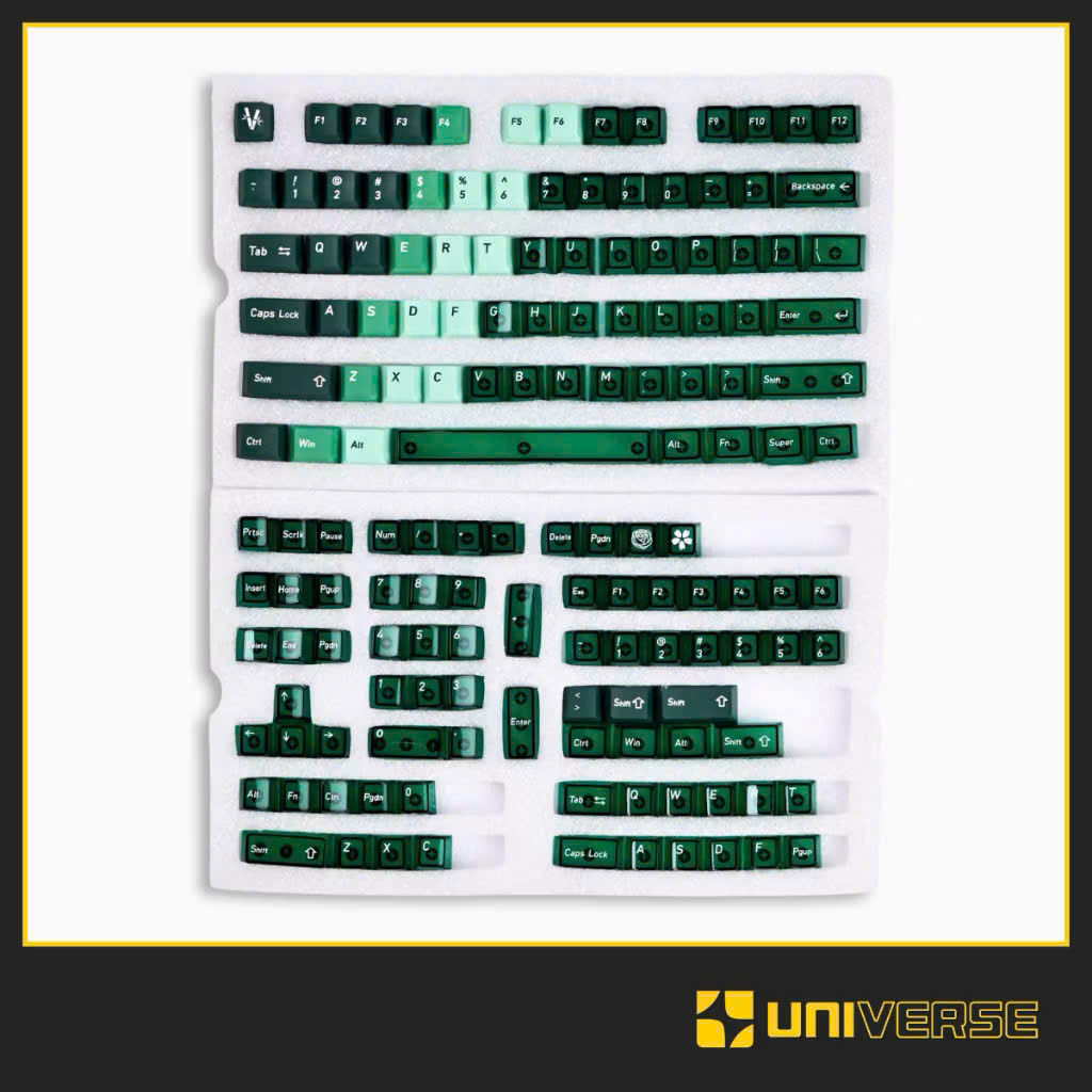 Keycap Trong Suốt Xuyên LED PBT / PC in UV Dyesub Profile Cherry 150 Nút