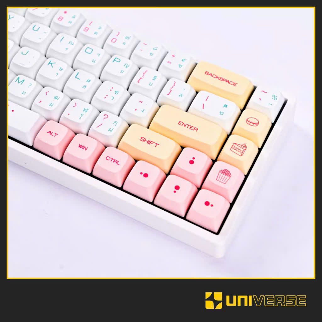 Keycap Macaroon Candy Song Ngữ Thái PBT DyeSub Profile XDA 131 Nút