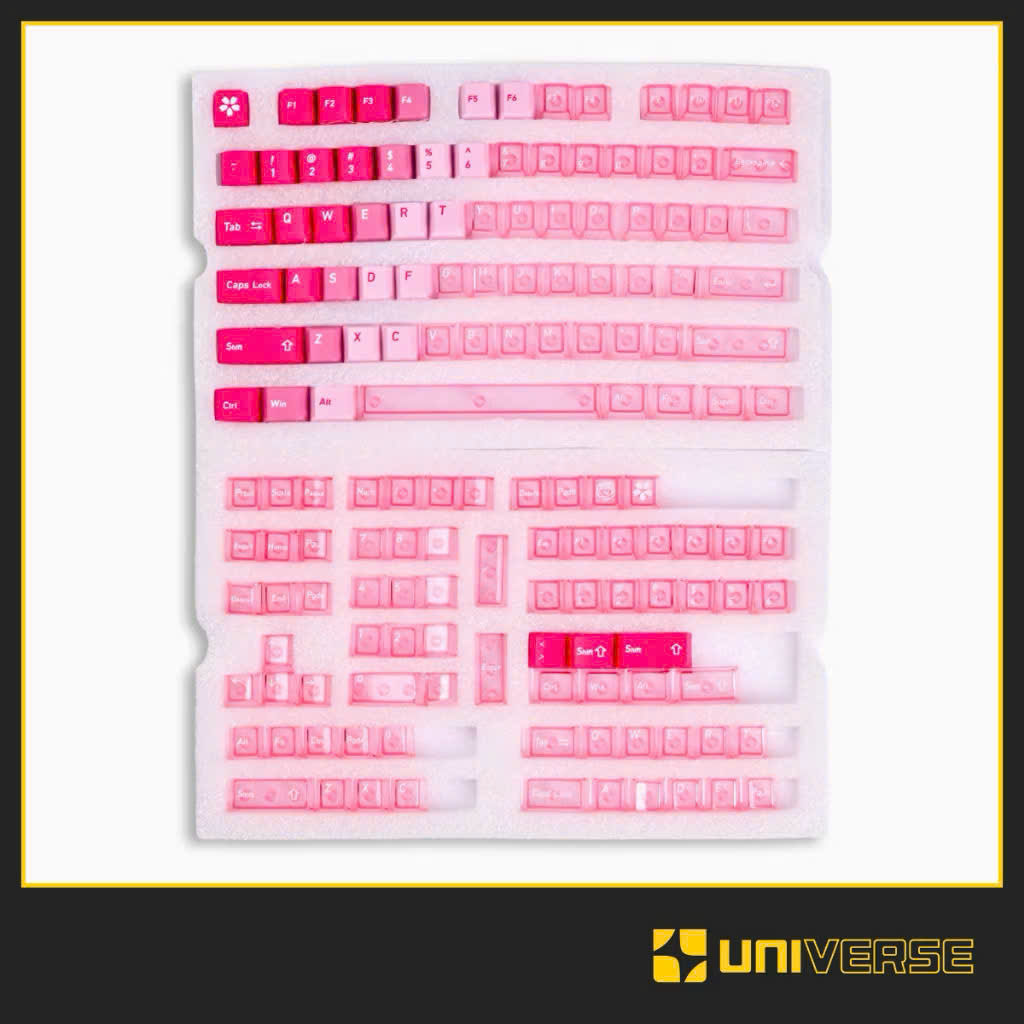 Keycap Trong Suốt Xuyên LED PBT / PC in UV Dyesub Profile Cherry 150 Nút