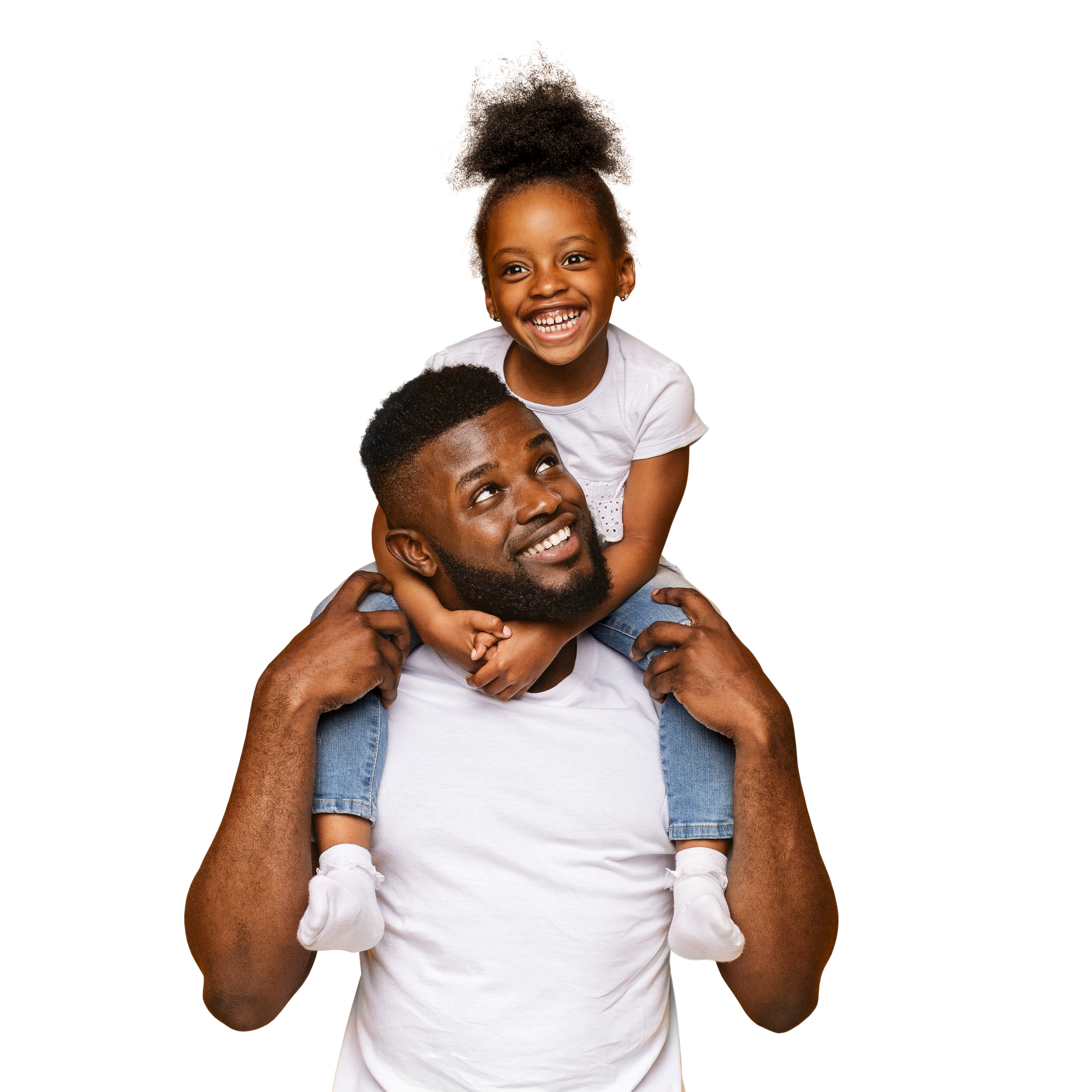 Père et fille souriants – soins dentaires pour toute la famille