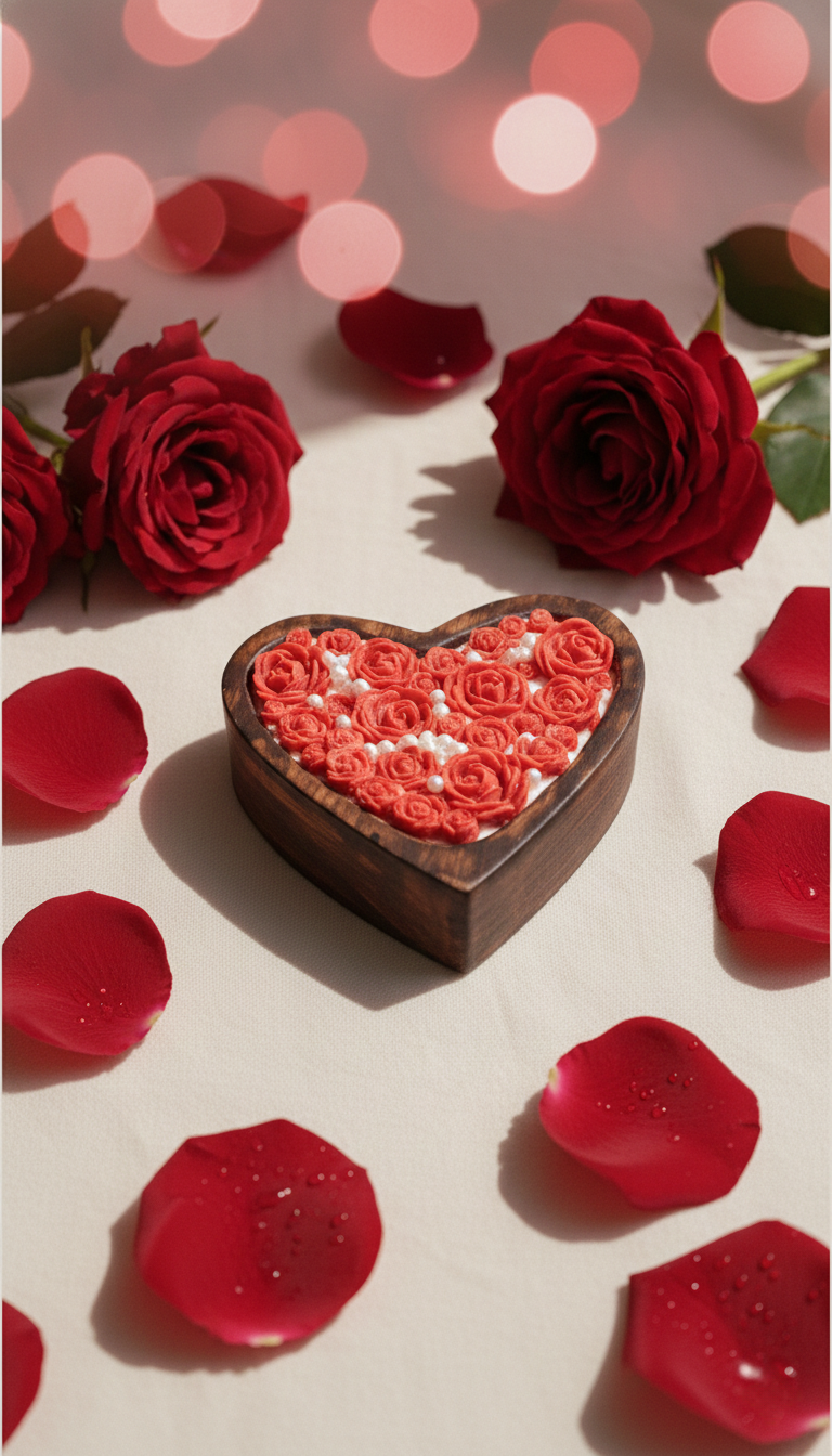 🌹 Petals of Love – Heart Rose Candle
