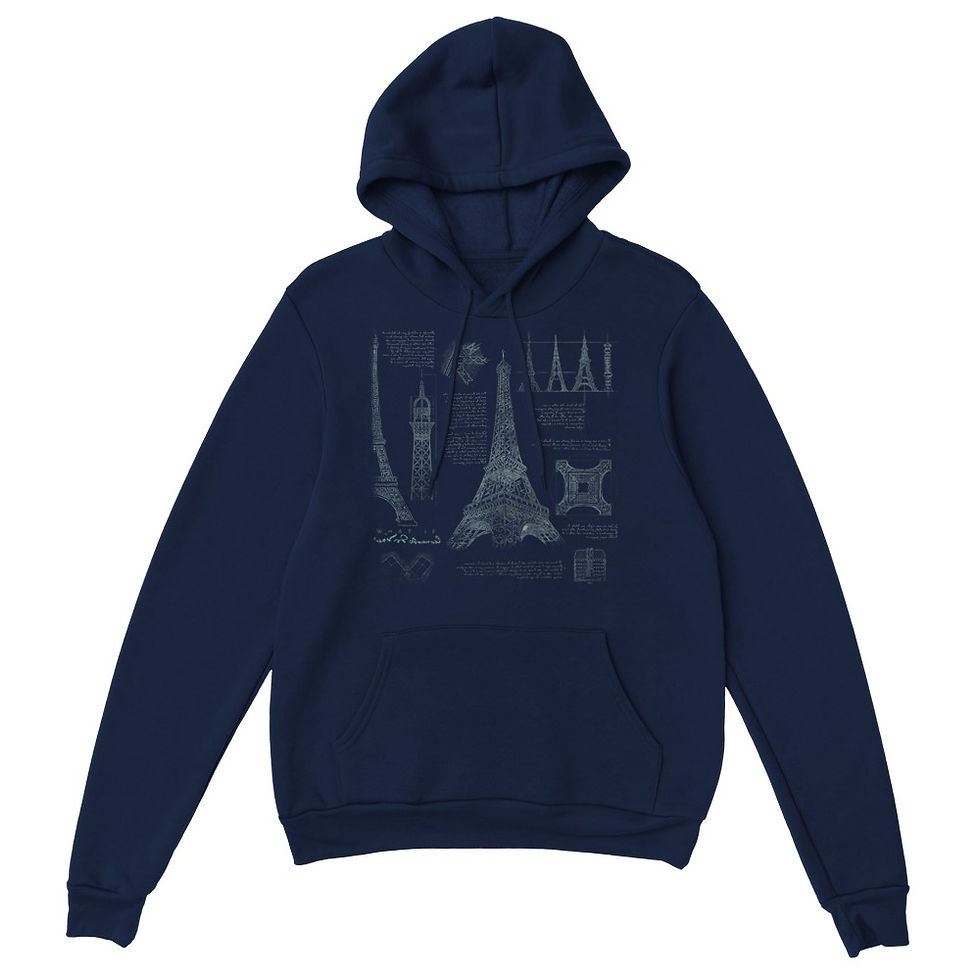 Miniatura: Felpa con cappuccio Torre Eiffel blue navy