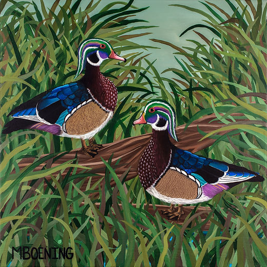 Wood Ducks In The Brush - Original