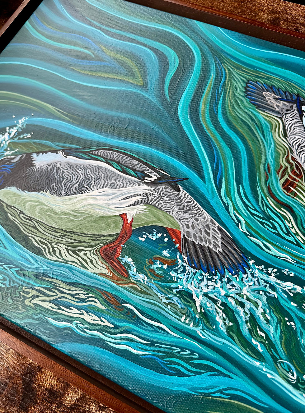 Thumbnail: Madison Boening Art Red Breasted Mergansers Original.