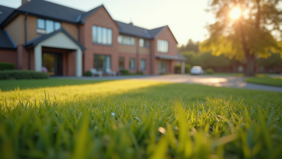 Close-up view of a senior care facility exterior