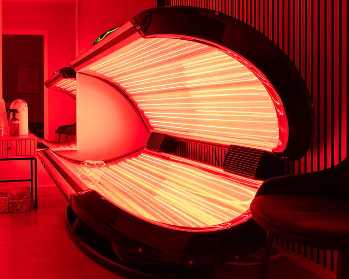 Red light therapybed - rødt lys terapi seng. Helkropps rødt og nær infrarød lysterapi