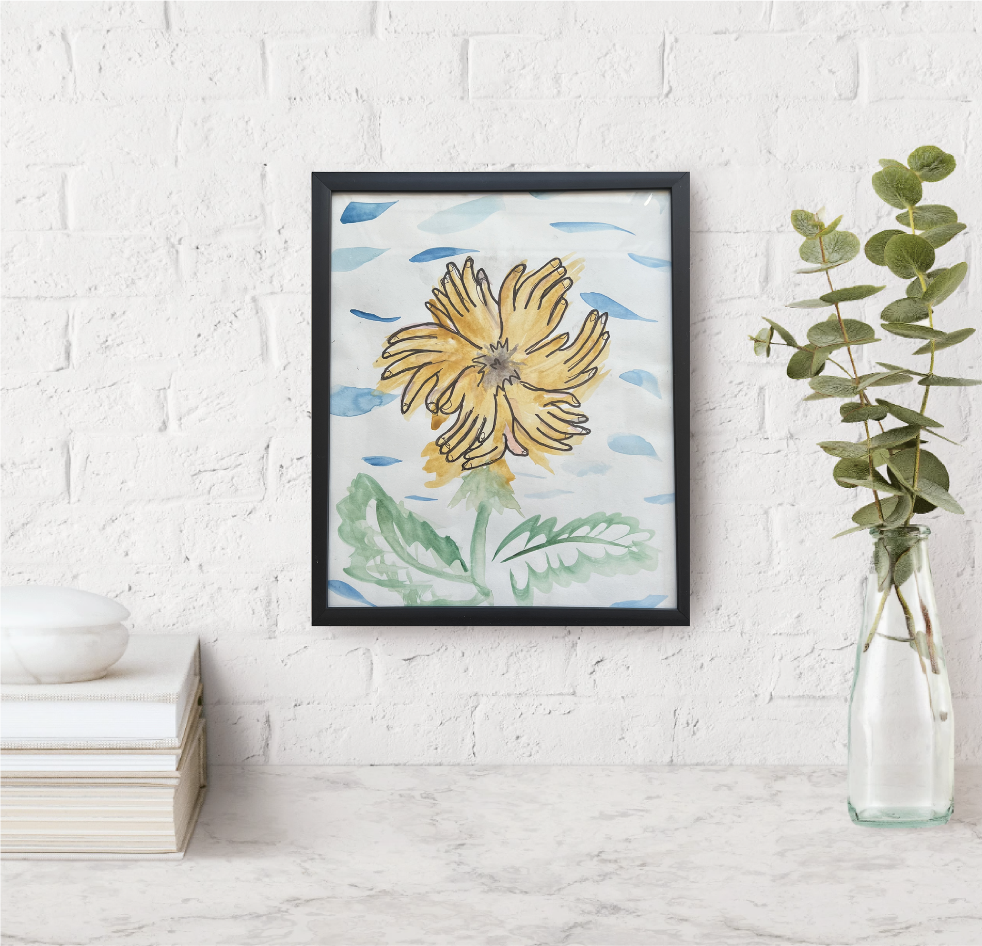 Framed "Le Chant de Fleuves" Watercolor