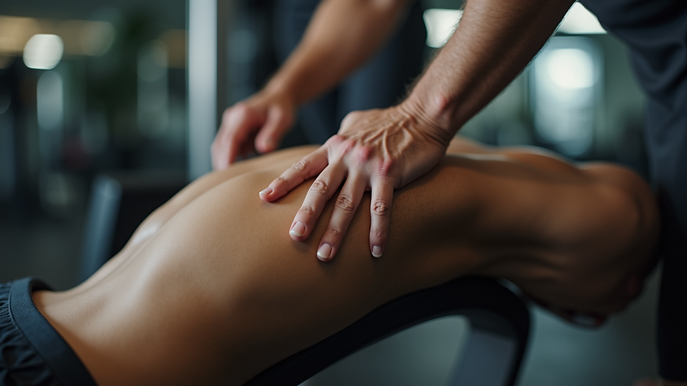 Close-up view of an athlete undergoing muscle therapy