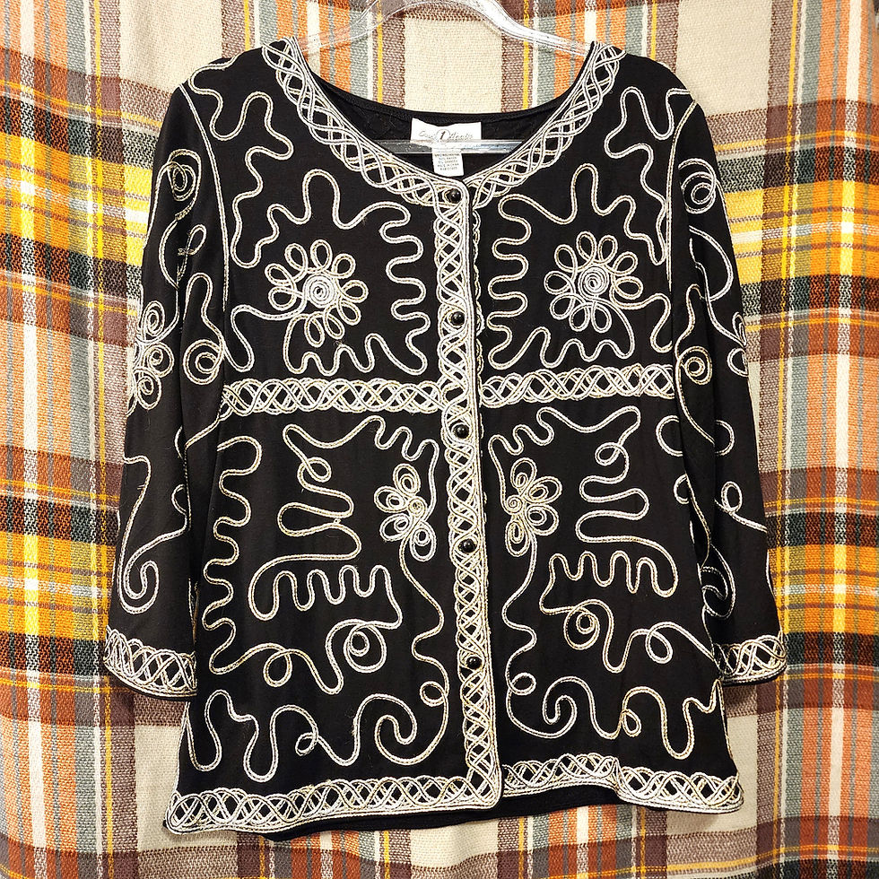 Thumbnail: Vintage Y2K Once Again Soutache Embroidered Swirl Pattern Knit Cardigan. NWT.
