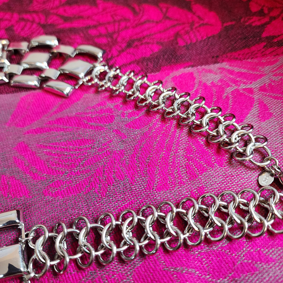 Thumbnail: Chico's Bold Geometric Crystal Statement Bib Necklace. NEW.
