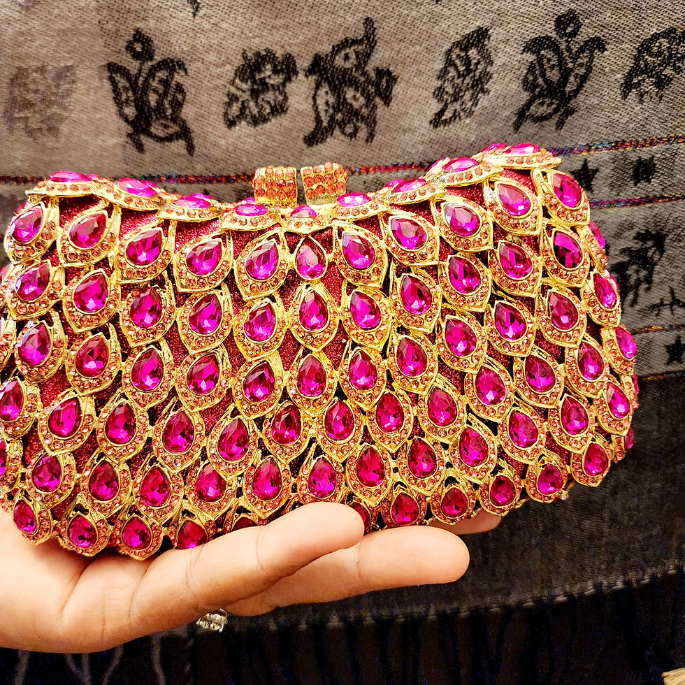 Thumbnail: Jewels With A Purpose Pink And Gold Jeweled Clutch. NEW.