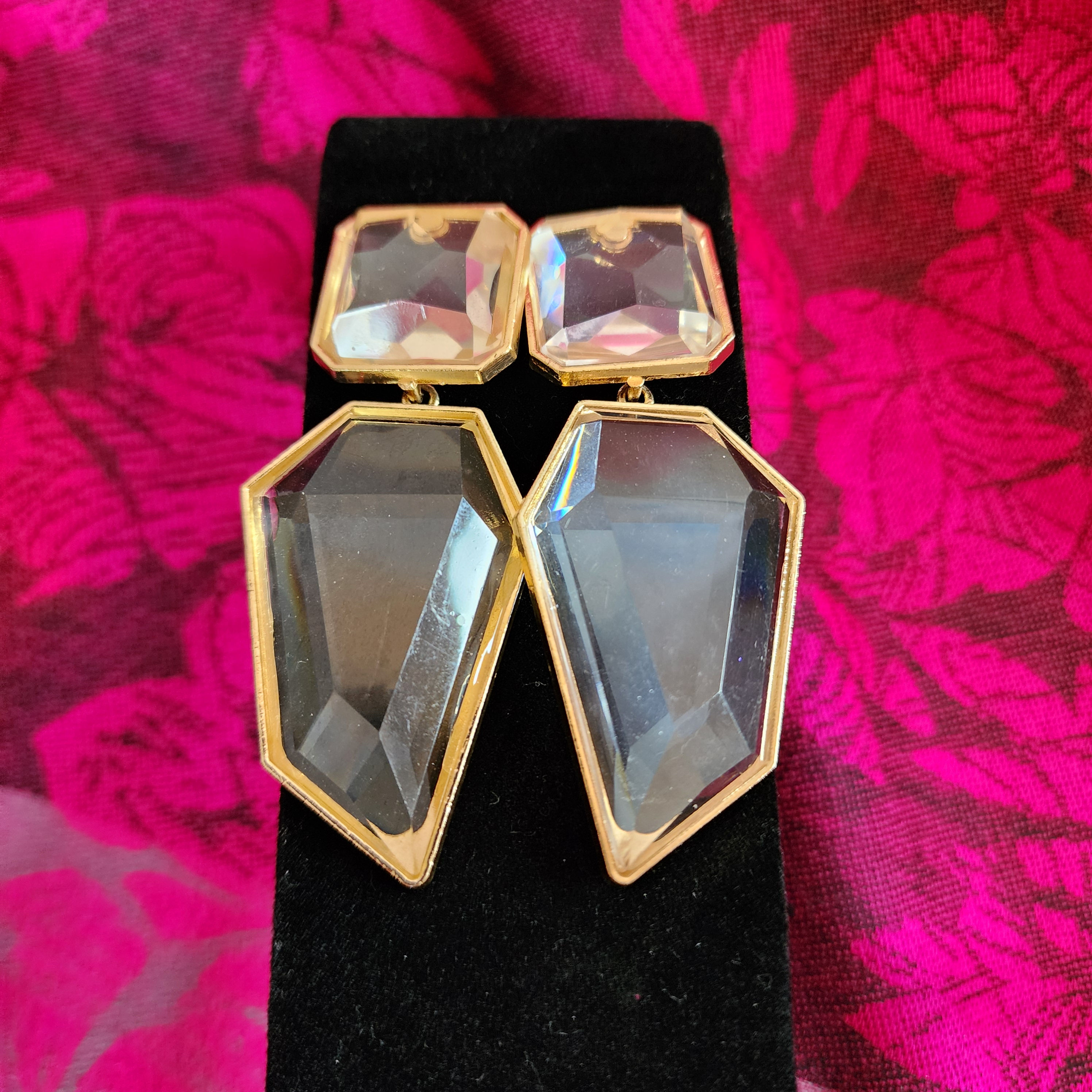 Crystal Prism Assymetrical Drop Earrings. NEW.