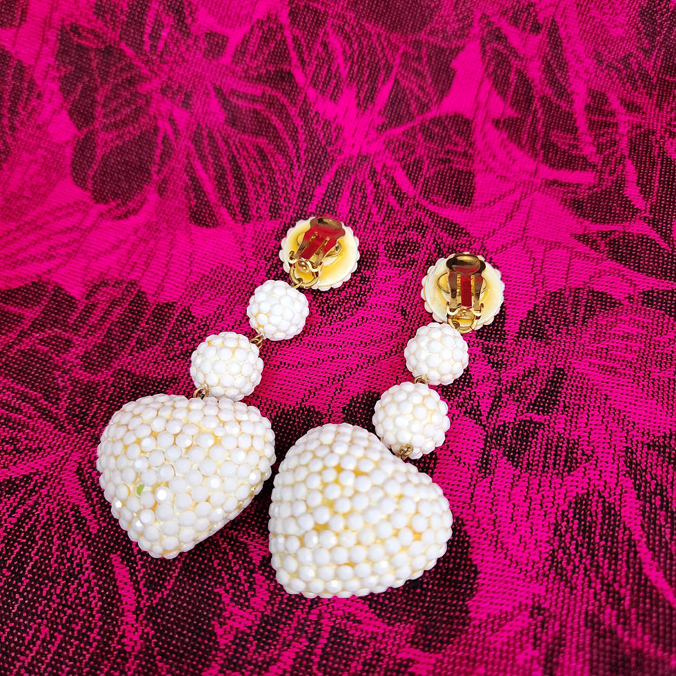Thumbnail: Vintage 80s Richard Kerr Textured Beaded Statement Clip On Earrings.