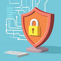 Secure shieled and padlock graphic representing data protection