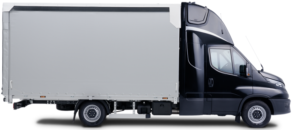 Iveco Daily furgona šasija ar aizmugurējo guļamkabīni un Hoobrid tenta virsbūvi