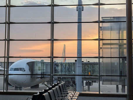 Airport lobby with departures for Brazil