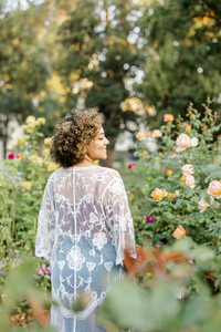 woman at rose gardens